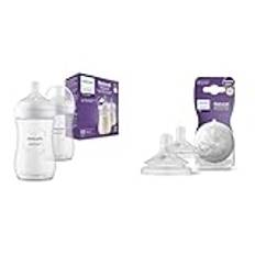 Philips Avent Natural Response-nappflaska – 2 x 260 ml, 1+ månader (modell SCY903/02) & Philips Avent Natural Response-flasknapp – 2 x nappar med flöde 5 för barn 6+ månader, (modell SCY965/02)