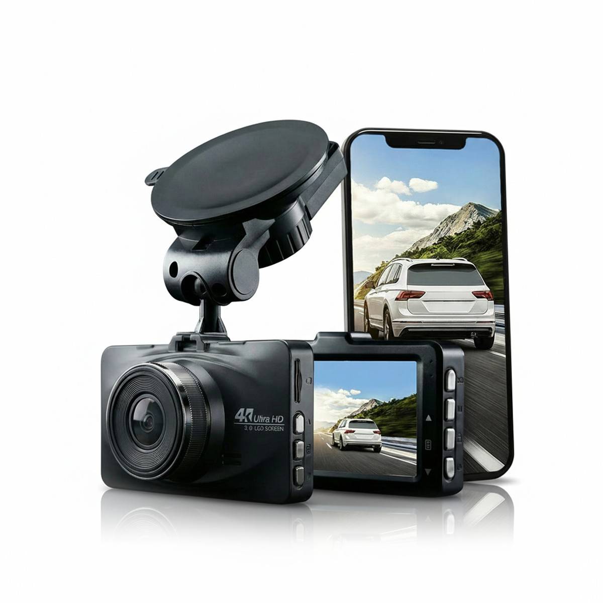 RIDEX 100007A0007 Dashcam 3 tum, 4K 3840 x 2160, 2K 2560X1440, Blickvinkel 170°