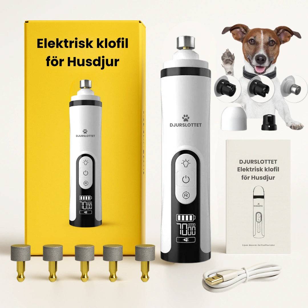 LED Elektrisk klofil & kloslip för Husdjur | Smärtfritt | Bäst i test Kloslip + 5st sliphuvud