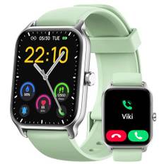 Smartwatch Damen Herren mit Telefonfunktion & Alexa, 1,8" Fitnessuhr mit Herzfrequenz SpO2 Stress Schlafmonitor, Schrittzähler Uhr, 100 Sportmodi, IP68 Wasserdichte Sportuhr für Android iOS Grün