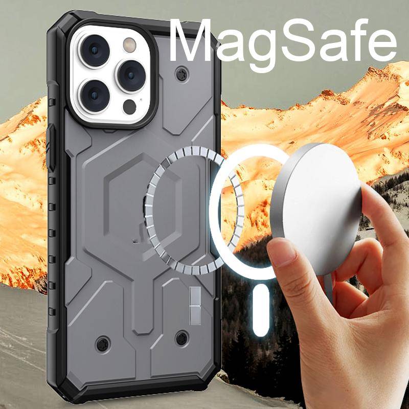 Heavy Duty Magnetic Magsafe Fodral för Apple IPhone 15 14 Pro Max 13 12 Plus 15Pro Magnet Stötsäkert skydd Armor Fodral svart