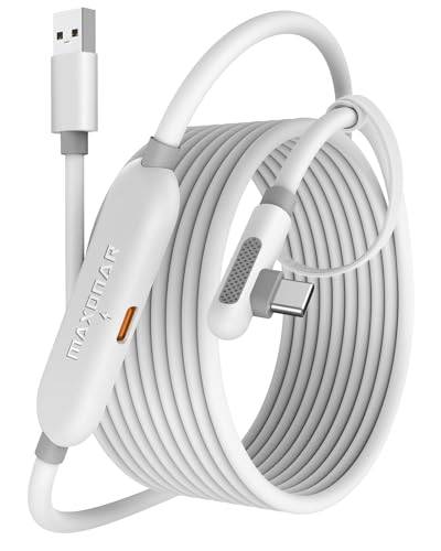 Maxonar Link Kabel mit Ladeanschluss 5m High Speed 5Gbps USB 3.0 to USB-C Kabel, Kompatibel mit Meta Quest 3/Quest 3S/Oculus Quest 2/Pico 4, PC Steam VR Headset Zubehör (Weiß)