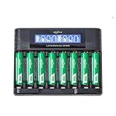 1100mAh Ni-MH AAA Batteri med Laddare, SUNLYTOUR 8 Stycken 1100mAh AAA Ni-MH Batterier med 8 Platser AAA AA Batteriladdare, Ladda Upp Till 1200 Cykler