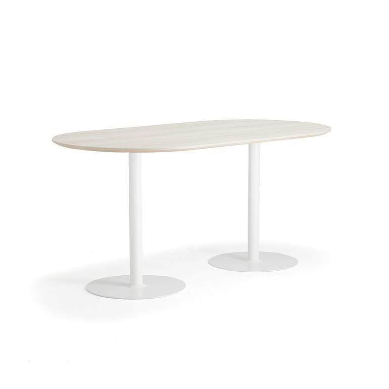 Barbord METRIC, oval, 2000x1000x900 mm, vit/ask