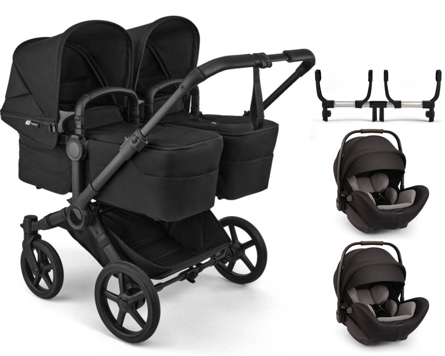 Bugaboo Donkey 6 Twin Stroller Set 3 in 1 incl. Nuna Arra Flex i-Size Car Seat - Black / Heritage Black
