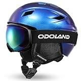 Odoland Snowboardglasögon Mirror Skidglasögon Kvinnor Män Skidglasögon Hjälm Kompatibel med Anti-imma UV-skydd Glasögon Blizzard Blue, S
