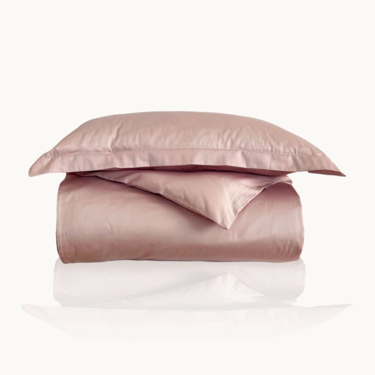 Charm Satin Bettwäsche aus 100% ägyptischer Baumwolle (600TC) – Seidig glänzend & luxuriös weich - Nuge Rose / 200x220 + (2 Kissenbezug) / 80x80