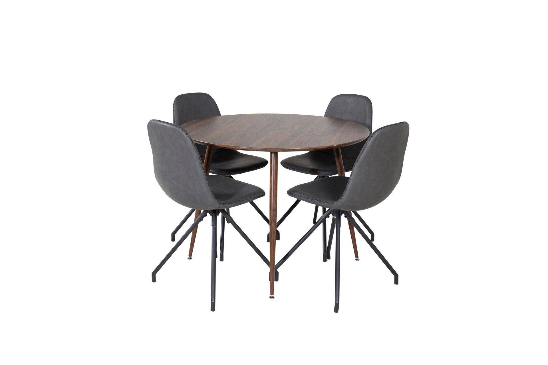 Venture Home Plaza Matgrupp 100 cm Rund med 4 Polar stolar - Svart Matgrupper Svart,Brun Trä