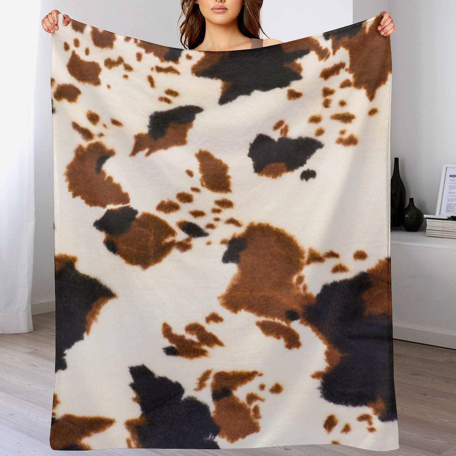 Ko-skinntexturserie digitaltryckt polyester Sovrum sammet flanell överkast Filt mjuk sofföverdrag filtar för sängar