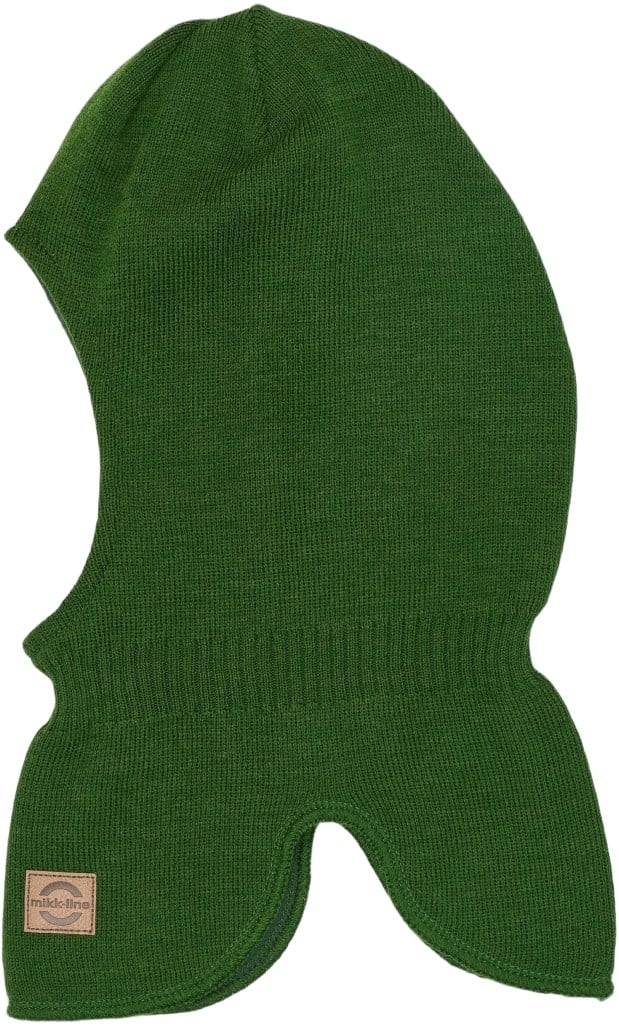 Mikk-Line Knitted Balaclava w Wool & Windstop Str 122/128Y - Kombu Green Termojakker Bomuld hos Magasin.