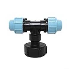 för Puupaa IBC Tank Thread Connector, Three-Way Socket IBC Tank Adapter Water Pipe Fittings for Garden Hose Adapter Fittings Tool (Tee Outlet 32mm)