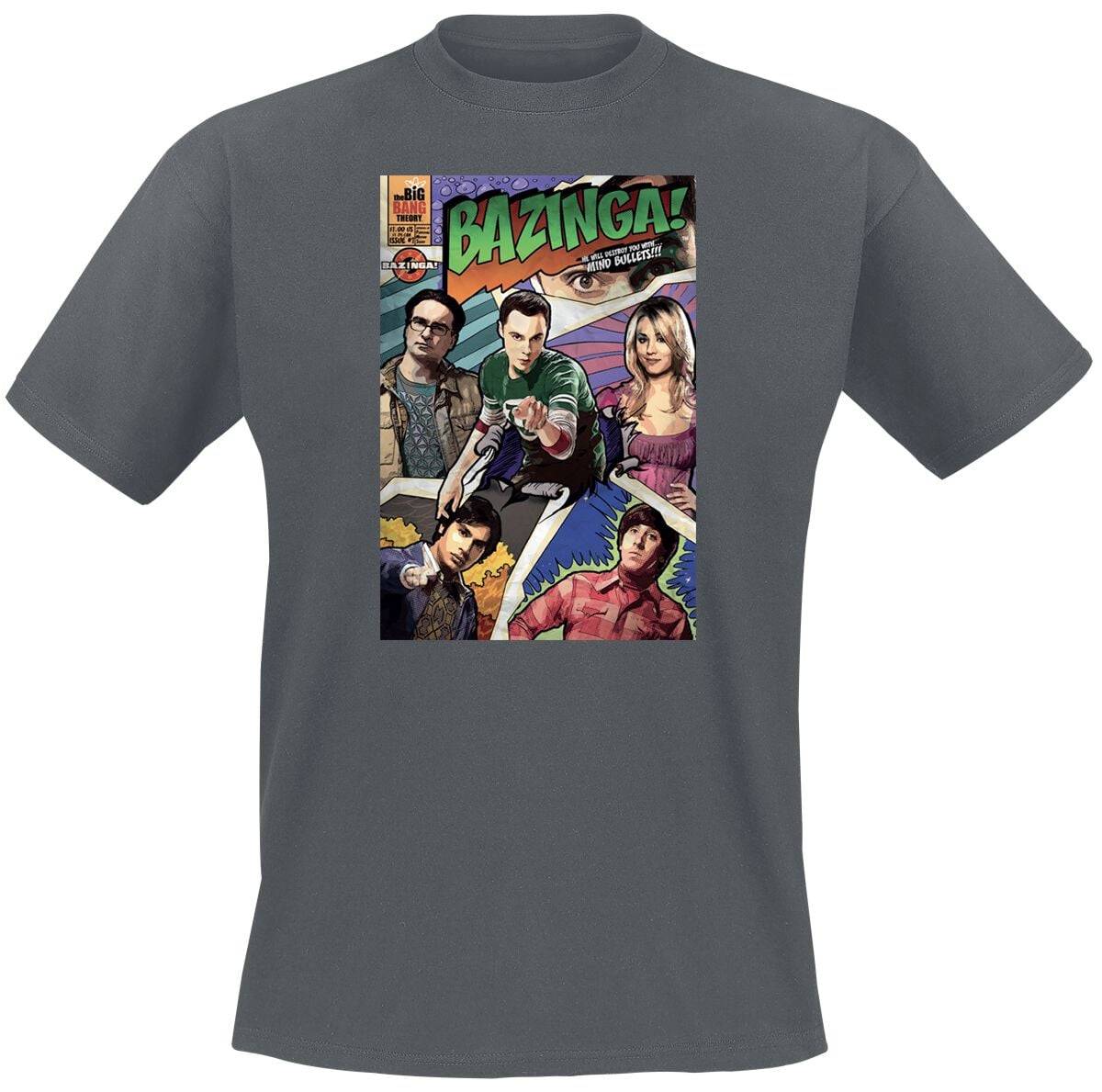 The Big Bang Theory T-shirt - Bazinga! Vintage Cover - S till XXL - Herrer - antracit