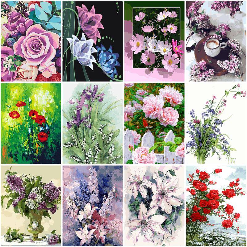 DIY Diamantmålning Blomma Kit Diamantkonst Mosaik Diamantbroderi Full Rund Borr Hemma Väggdekor