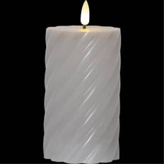 LED Blockljus Flamme Swirl 7,5 x 15 cm med timer - Grå