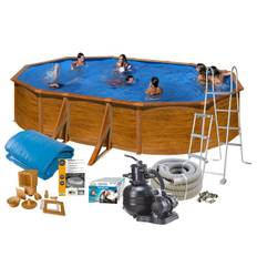 GRE swimmingpool, oval 5,00 x3,00 x1,20 m - Wood - PoolOasen