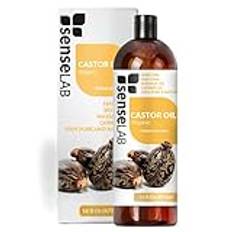 SenseLAB Ekologisk ricinolja - 100% ren naturlig kallpressad bärarolja för eteriska oljeblandningar - Vård av hår, ögonbryn och ögonfransar (473 ml)