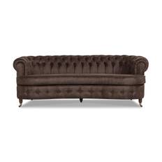 Manor House Chesterfield 3-sits Soffa Svängd - Mörkbrun 3 sits soffa Brun Läder