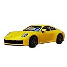 Skala färdig modellbil 1:24 För Porsche 911 Carrera 4S Alloy Sportbil Modell Pressgjuten Metall Bil Modell Souvenir Display Miniatyr replika bil (Color : Yellow)