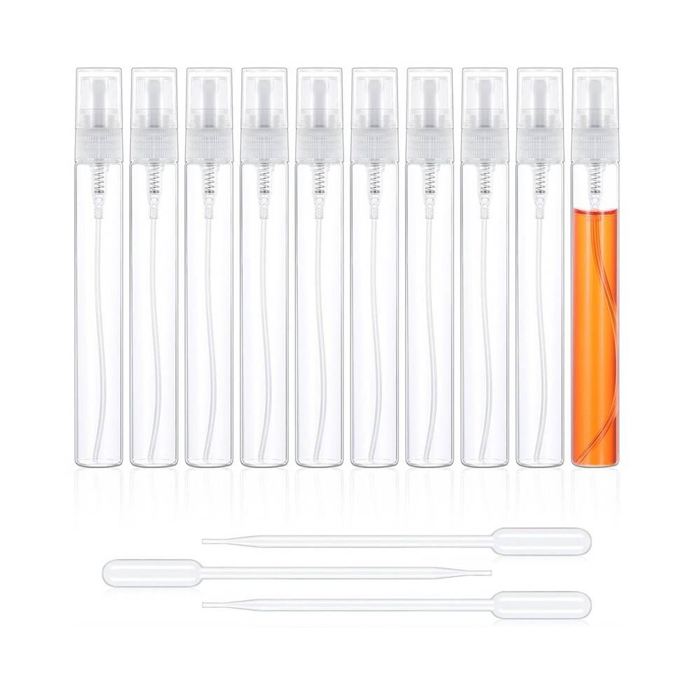 10 Pack Bottles, 10ml Refillable Perfume with 3 Transfer Pipettes, Plastic Portable