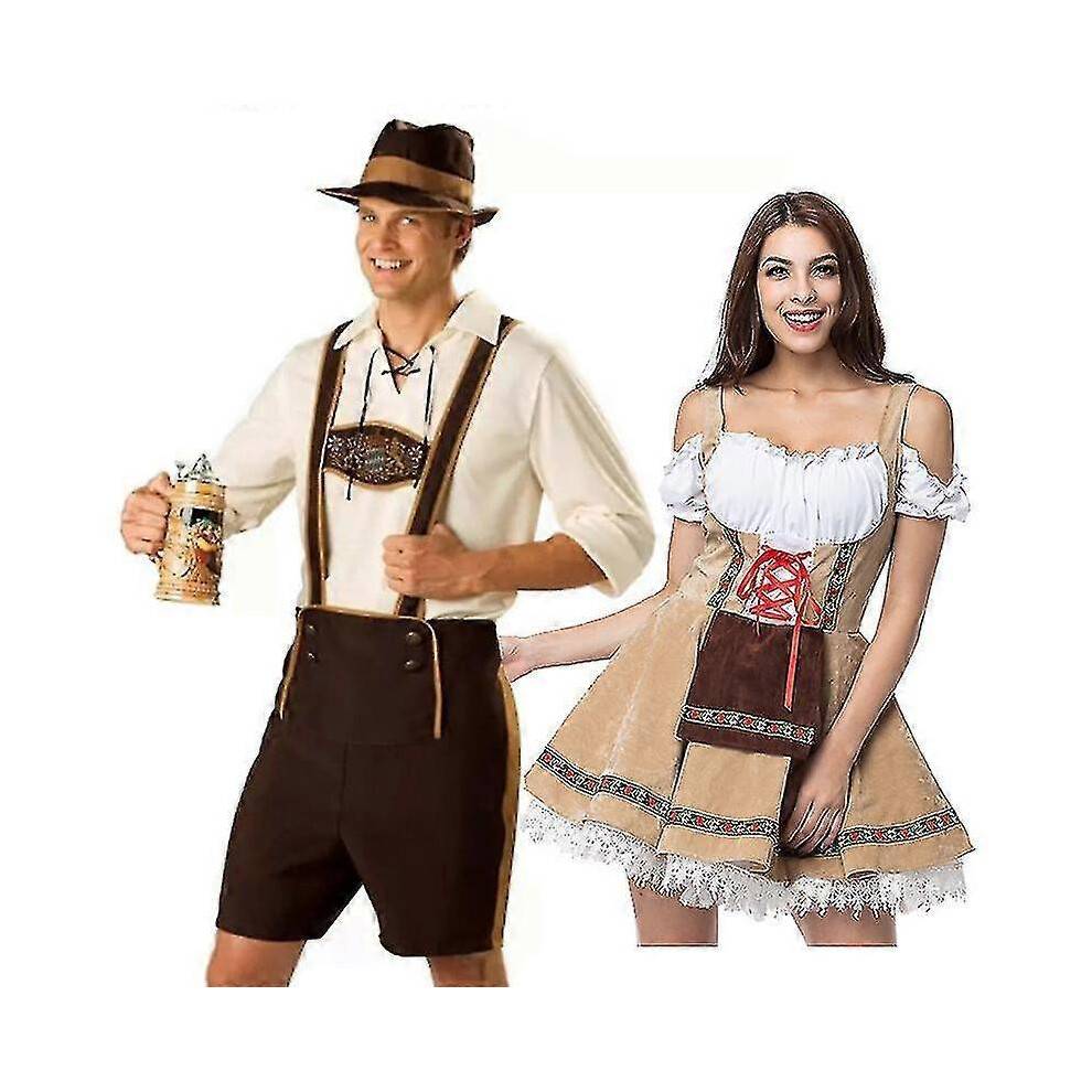 (2XL, Woman) Traditional Couples Oktoberfest Costume Parade Tavern Bartender Waitress Outfit Cosplay Carnival Halloween Fancy Party Dress_ai