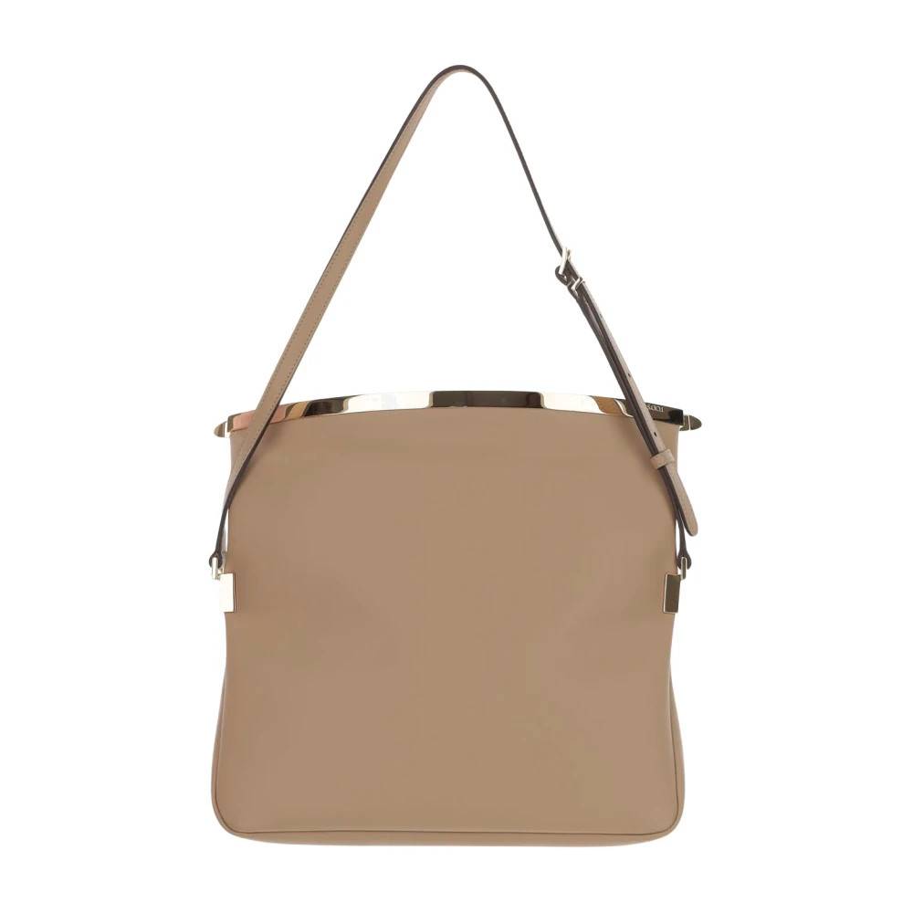 Tod's Læder Flap Skuldertaske med Guld Detaljer - Tasker - Dame - Beige - ONE SIZE - Uld