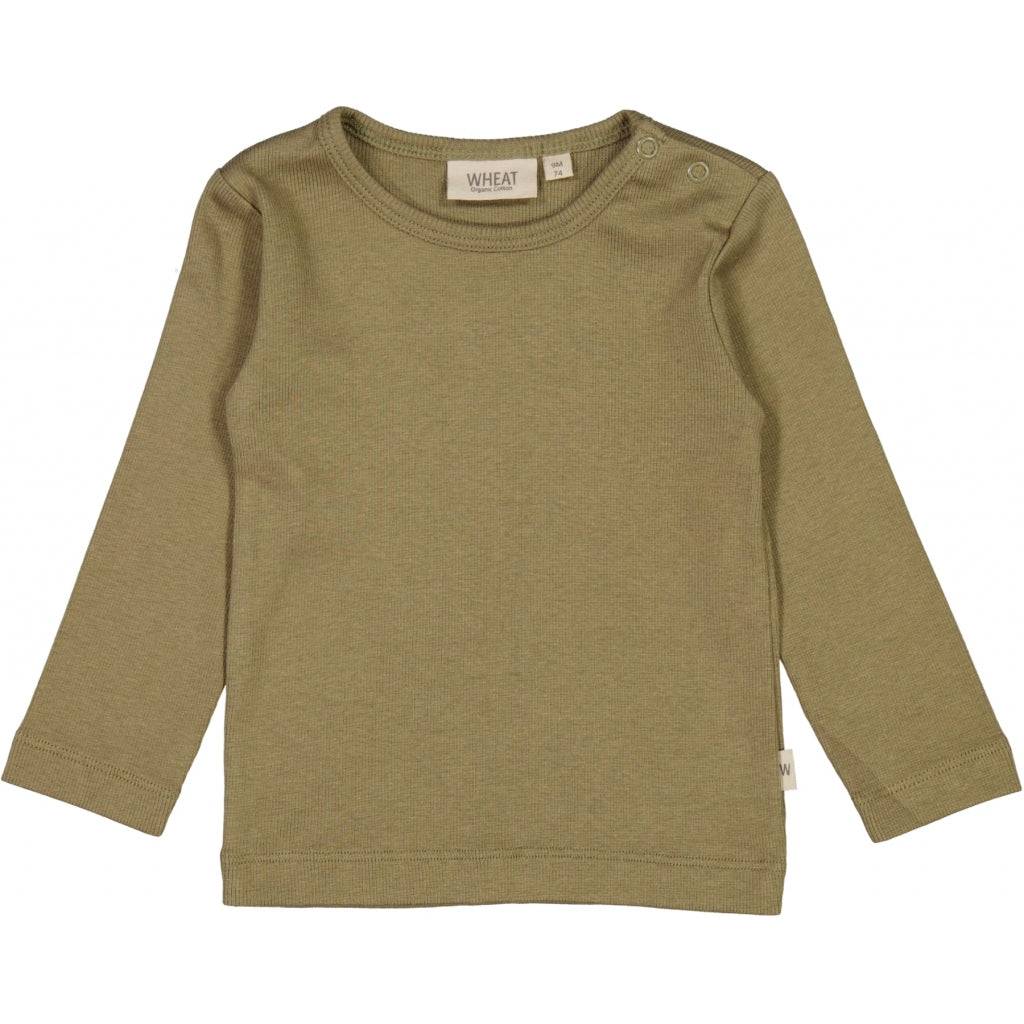 WHEAT® - Langærmet Rib T-shirt - dry pine - Str 92.