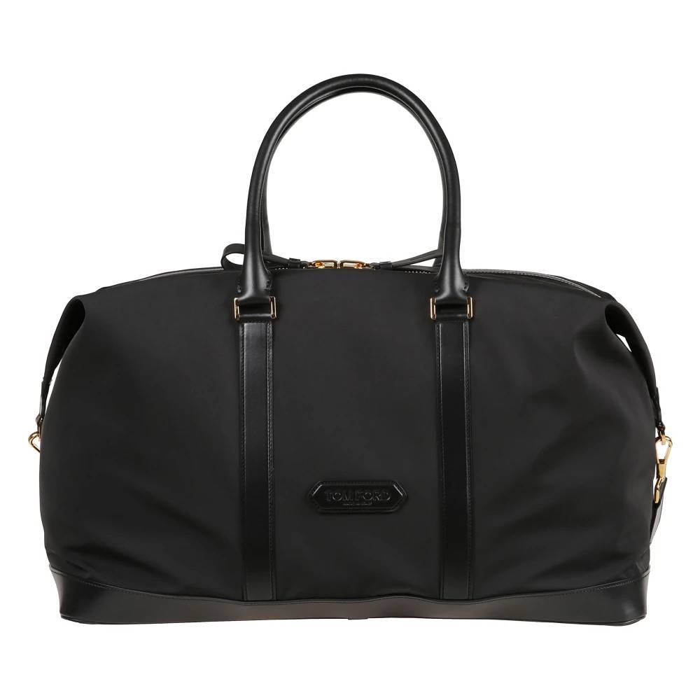 Tom Ford Sort nylon og glat læder skuldertaske - Tasker - Herre - Sort - ONE SIZE - Uld