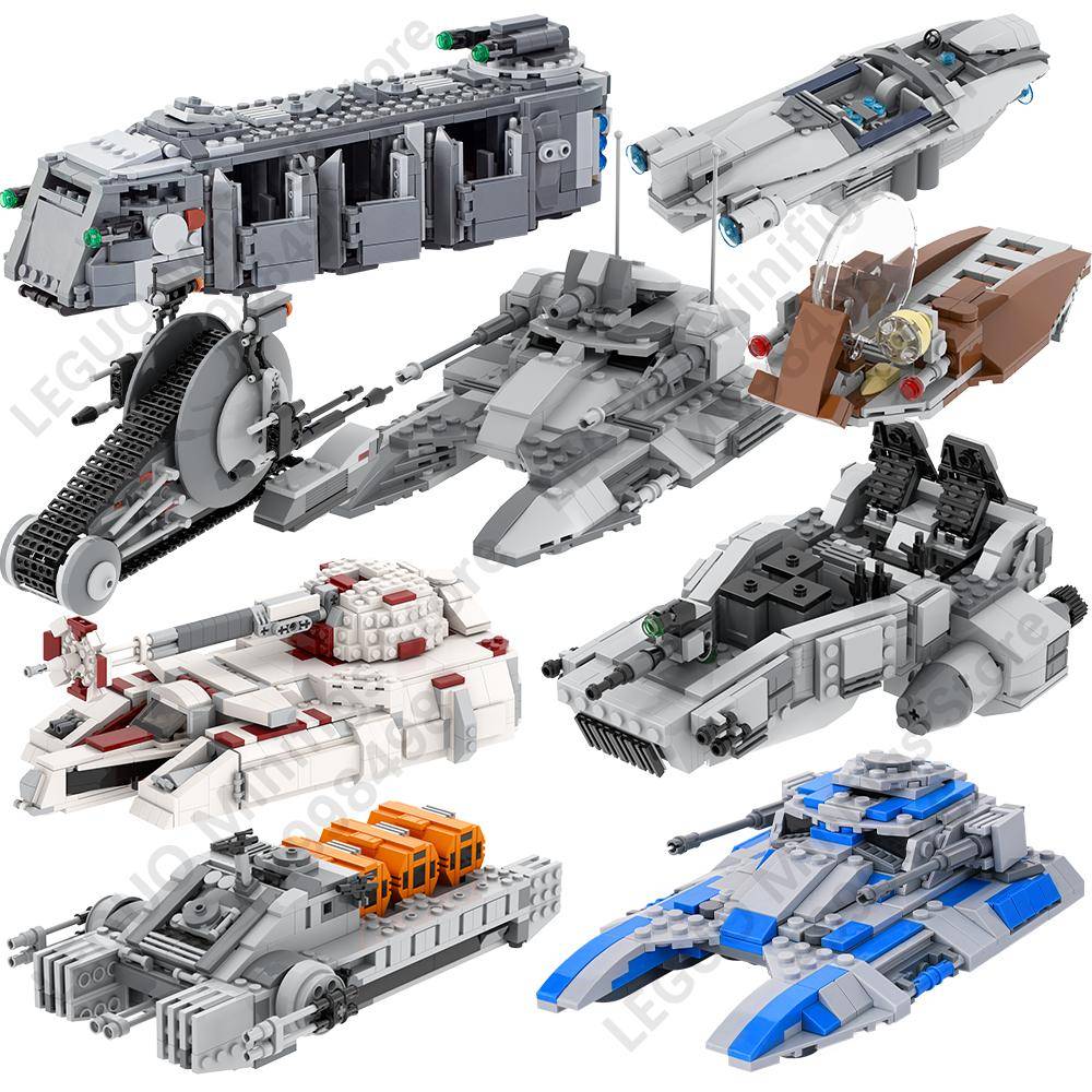MOOXI Interstellära Sci-Fi Filmer Rymdkrig Tank Tåg Transportör DIY Diorama Vuxna Byggklossar Set Barnleksak MOC Kloss white