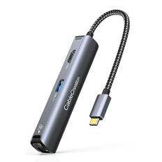 USB-C Hub Multiport Adapter, CableCreation 5-in-1 USB C Hub Ethernet HDMI mit 4K@30Hz, 3 USB 3.0-Anschlüsse, für MacBook Pro/Air M1, iPad Pro, Surface Go,S22