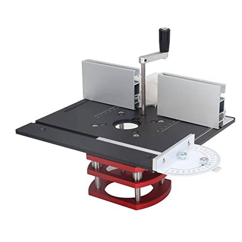 Överfräslyft med Toppplatta, Precisionsfräslyftsystem i Aluminium med Geringsmätare, Insatsplatta för Träbearbetning Av Fräsbord och överfräslyftsats för Slitsning, Trimning (svart)