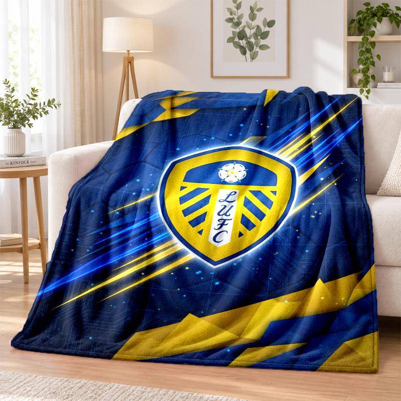 Leeds United Fotboll Tryckt Flanellfilt Varm Komfort Sängkast För Inomhus Heminredning