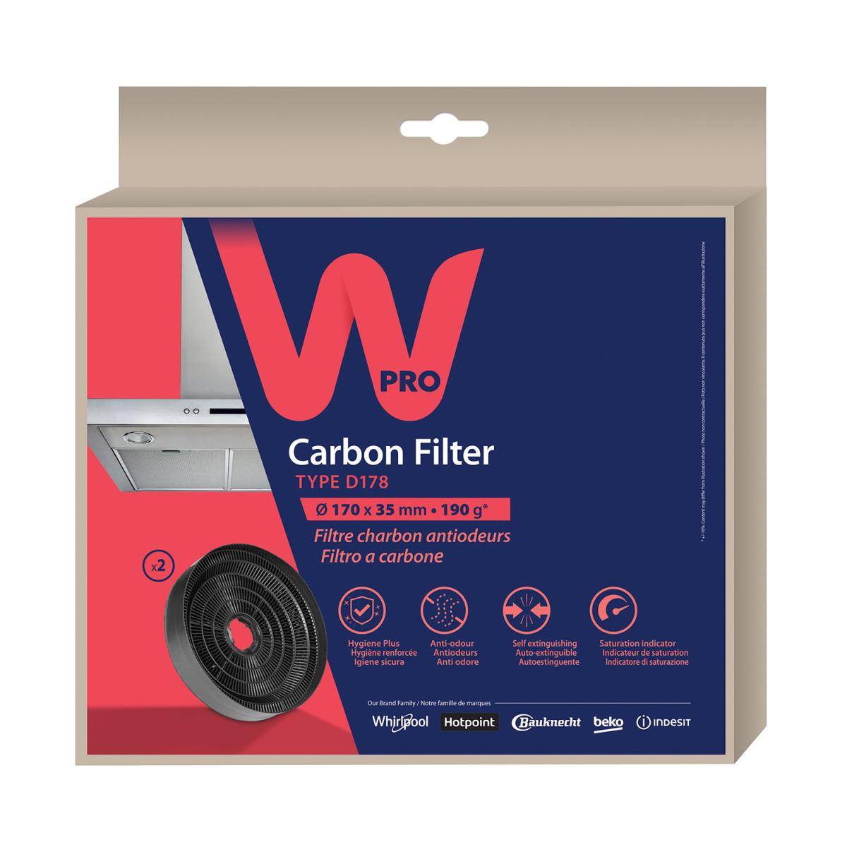 WPRO Kolfilter för Köksfläkt CHF178