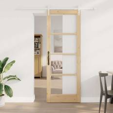 vidaXL Skydedør Brun 78 x 211 cm Træ og metal