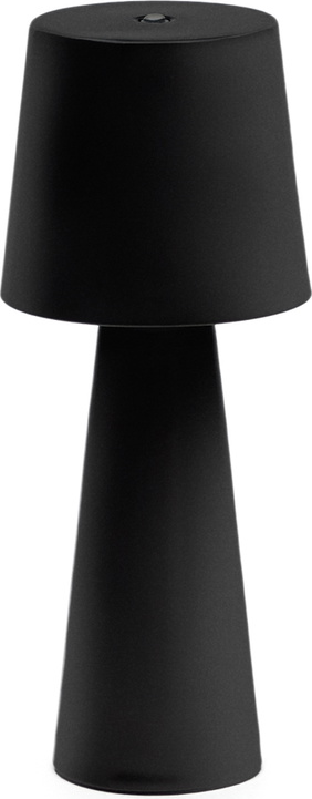 Bordlampe Kave Home Arenys genopladelig USB LED metallampe indendør/udendør IP54 mat sort H25xØ10 cm.