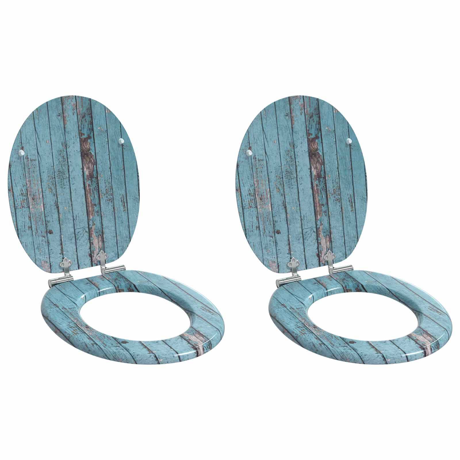 vidaXL Mjukt stängande toalettlock 2 pcs Blå 44 x 38 cm MDF-board