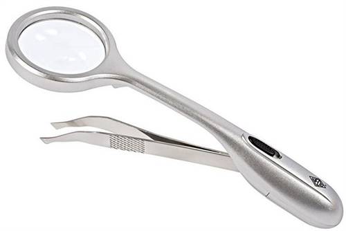 Lup med pincet og LED lys