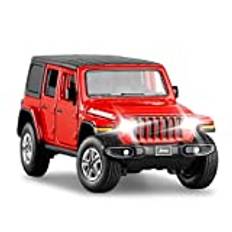 YAOSHIHENG Simuleringsbilmodell bästa presenten 1/32 för Jeep Sahara högsimulering terrängfordon metall formgjuten bilmodell samlarobjekt (färg: Röd)