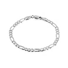 QUADRI – Elegant armband i kedja (Figaro) för män och kvinnor i äkta 925 silver – bredd 5 mm – längd 18 | 19 | 20,30 | 23 cm – silverkedja kedja kedja beständig – Tillverkad i Italien certifikat, 20