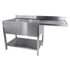 Stålbord med vask - 160x70x85 cm