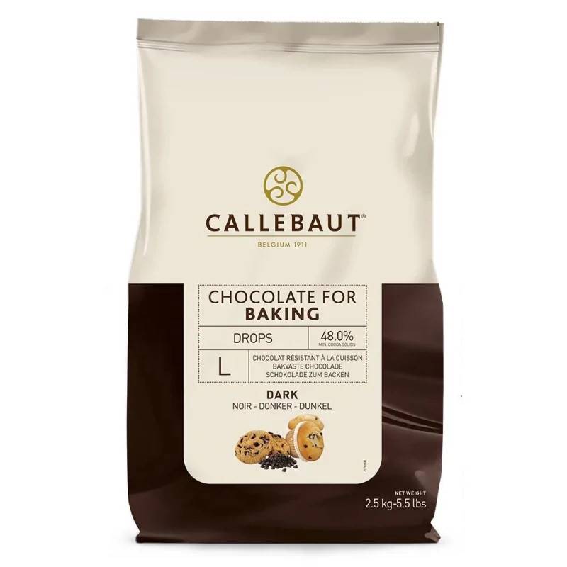 Callebaut - Bage Mørkchokolade dråber str L (Chokolade 48%) 2,5kg