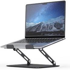 SOUNDANCE Laptopstativ för skrivbord med stabil tung bas, justerbar höjd, flera betraktningsvinklar, ergonomisk, i metall, kompatibelt med 10- till 15,6-tums dator, svart