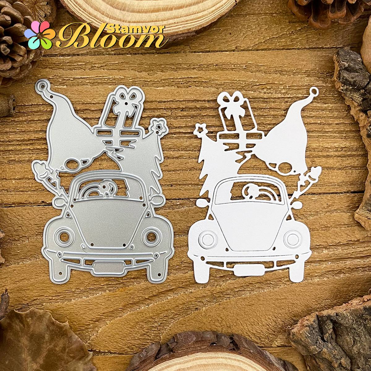 Christmas Gifts Truck Car Happy Gnome Metal Cutting Dies Scrapbooking Decorative Embossing