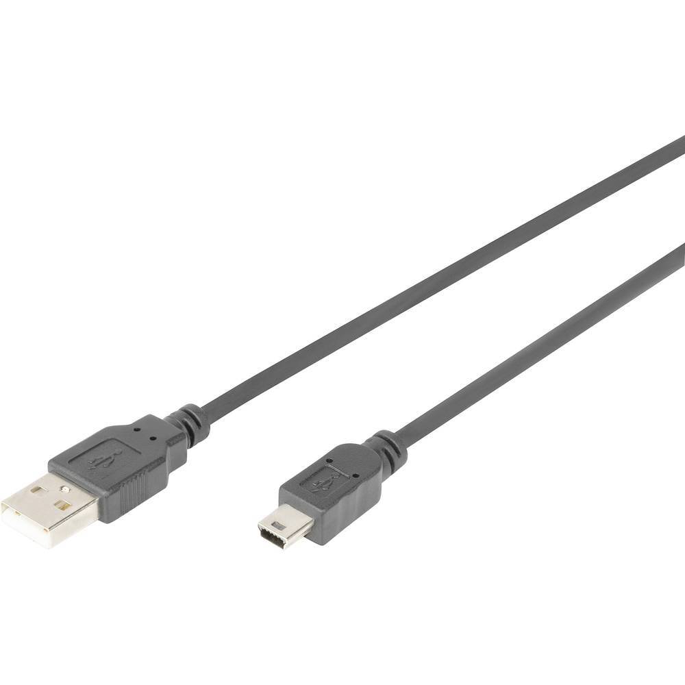 Digitus USB-kabel USB 2.0 USB-A-hanstik, USB-mini-B-hanstik 1.00 m Sort med OTG-funktion AK-300108-010-S