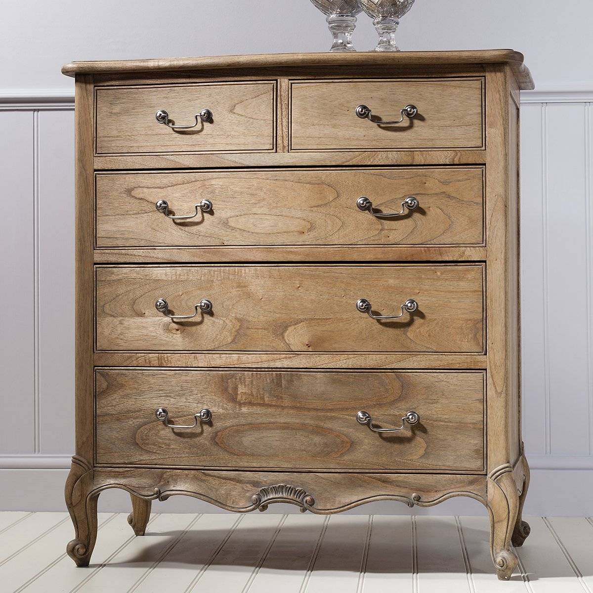 Chic 5 Drawer Chest - Weathered Wood