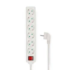 Nedis Multistikdåse, Type-F (CEE 7/7), 6-vejs, 3680W, 16A, 5m - Hvid