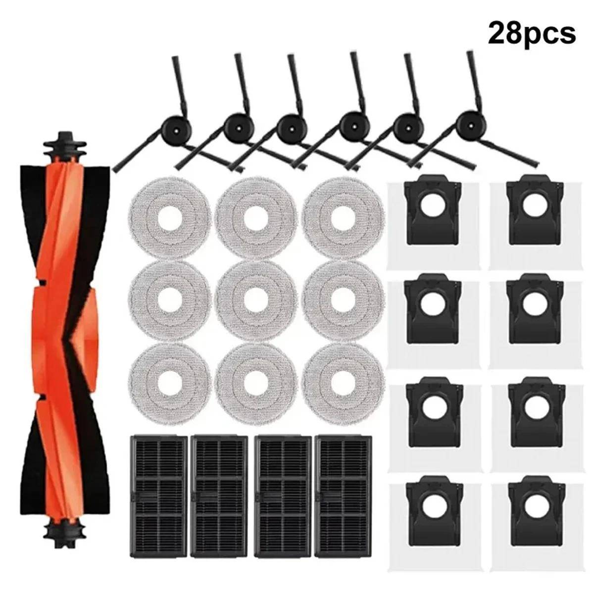 Passar Dreame X40 Ultra/X40 Pro/L40 Ultra | Ersättnings-HEPA-filter + Huvud- och Sidoborstar + Moppdukar + Dammbehållare Robotdammsugardelar