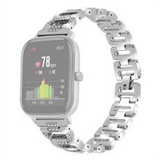 20 mm klockband i rostfritt Steel för Huami Amazfit GTS Samsung Gear S2 Classic Garmin Vivoactive 3 Universal Rhinestone dekorativt D-chain klockarmband