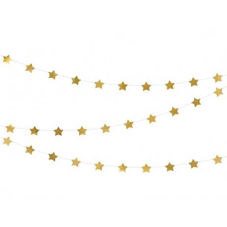 Guirlande med Stjerner Guld Metallic 3,6 m