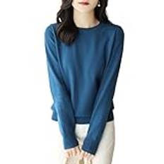 VANFGC Round Neck Inner Long Sleeved Base Sweater For Women'S Top Autumn And Winter Lazy Korean Slim Fit Knit Sweater Sweater(Blue,S)