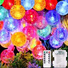 AUAUY Utomhus ljusslinga 10 m 100 LED, batteridriven med 8 lägen, inomhus- och utomhusträdgårdsdekoration, utomhusbelysning (färg)